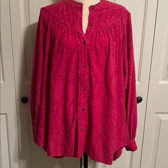 FREE PEOPLE, CAN’T STOP DREAMING OVERSIZED TUNIC TOP, HOT PINK, M - Picture 3 of 9